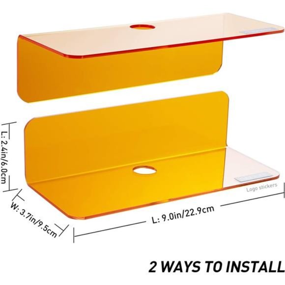 Small Acrylic Floating Wall Shelves Set of 2, Flexible Use of Wall Space, 9 Inch - Picture 3 of 6